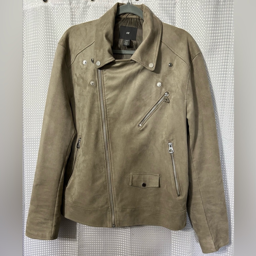 H&M Faux Suede Biker Jacket, size XL